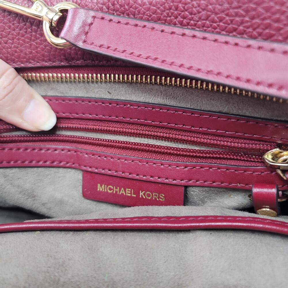 Michael Kors- Leather Satchel Crossbody- Burgundy in color- Small in size - Picture 6 of 10